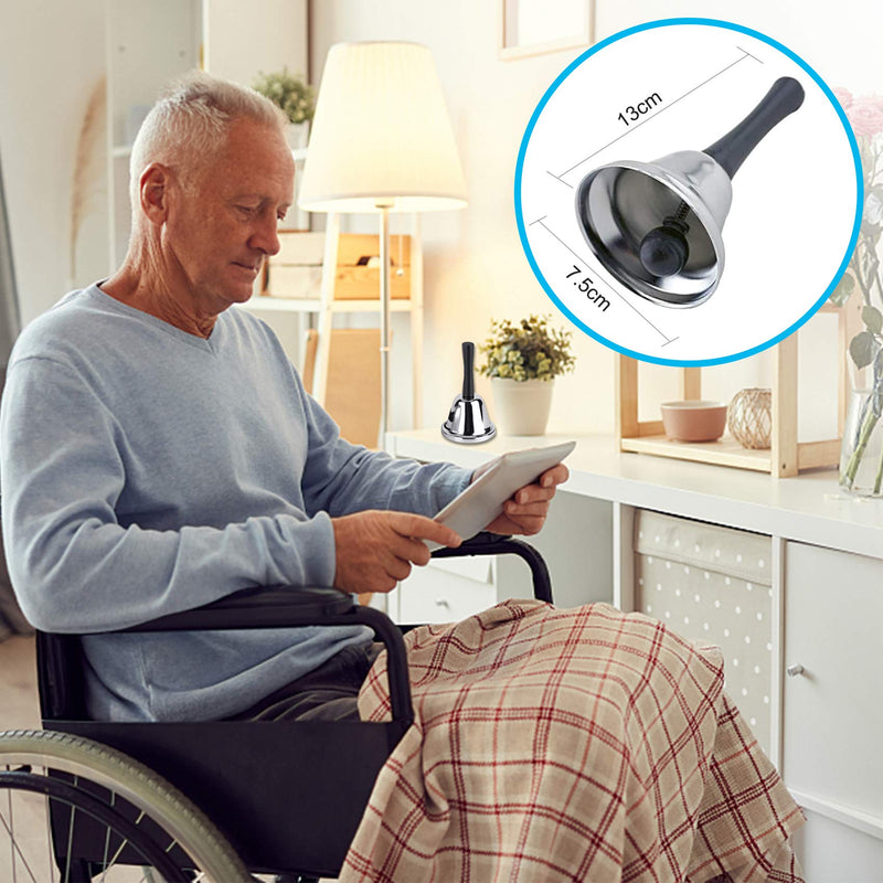 CallToU Wireless Caregiver Pager Smart Call System 2 SOS Call Buttons/Transmitters 2 Receivers/1 Steel Hand Bell Nurse Patient Help for Home/Personal Attention Pager Receiver Alert