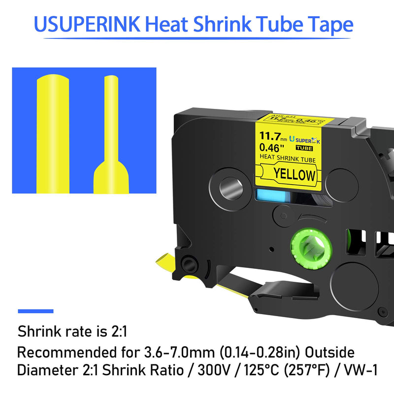 SuperInk 3 Pack Compatible for Brother HSe-631 HSe631 HS-631 HS631 Black on Yellow Heat Shrink Tube Label Tape use in PT-D210 D200 D400 D450 D600 H300 P700 P900 Printer (0.46''x 4.92ft,11.7mm x 1.5m)