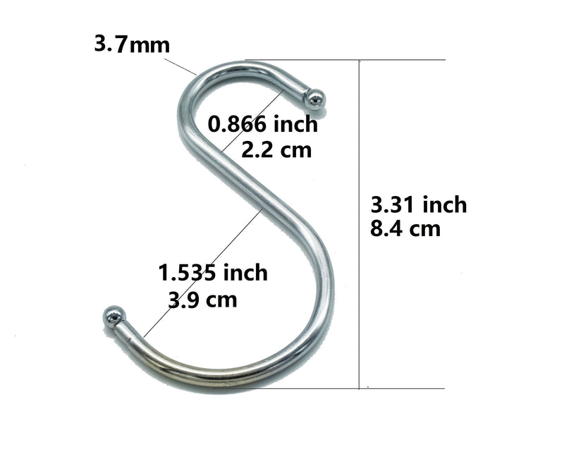 Lysas 20-Pack Round S Shaped Hooks Hangers for Kitchen, Bathroom, Bedroom and Office