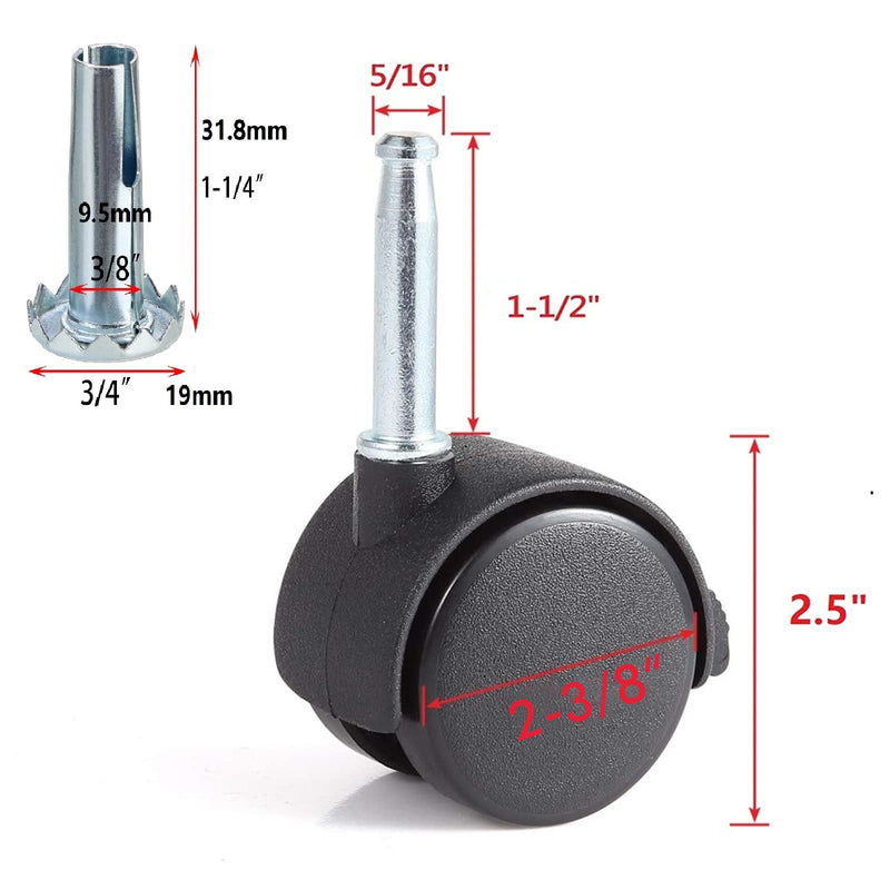 MCAMPAS 2 Pack Lock Swivel Caster Replacement Parts for Weber Gas Grill Stem Casters-2.5 inch Caster Wheel
