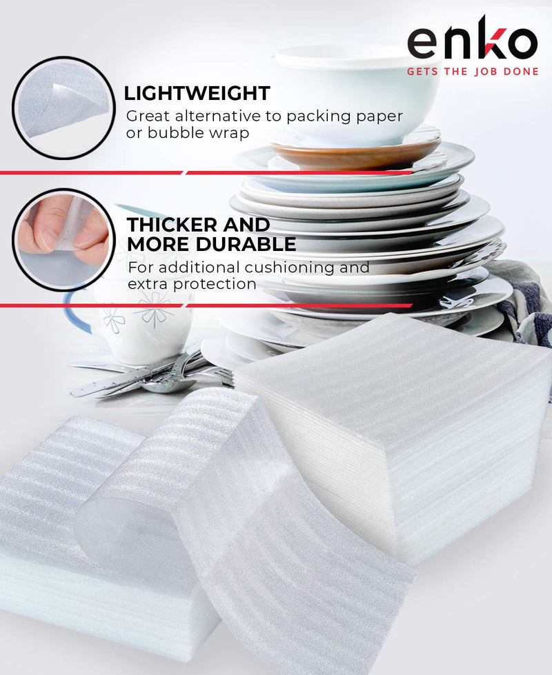 enKo 12 x 12 Inch (100-Pack) Foam Wrap Sheets for Moving Shipping Packing Supplies - 40 Fragile Stickers Labels 1-Pack 100 Sheets