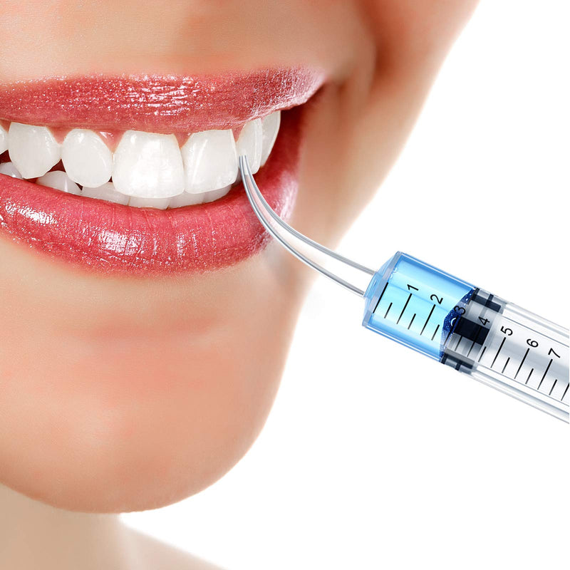 12 ml Plastic Syringes Set, Dental Syringe with Curved Tip and Straight Tip, Disposable Irrigation Syringe Mouthwash Cleaner for Oral Care, Animal Feeding, with Measurement (20 Pieces) 20