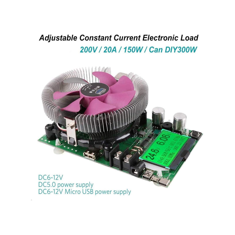 MakerHawk Electronic Load Tester - USB Load Tester 150W 200V 20A Resistor Adjustable Constant Current Battery Capacity Tester Module Intelligent Dischar