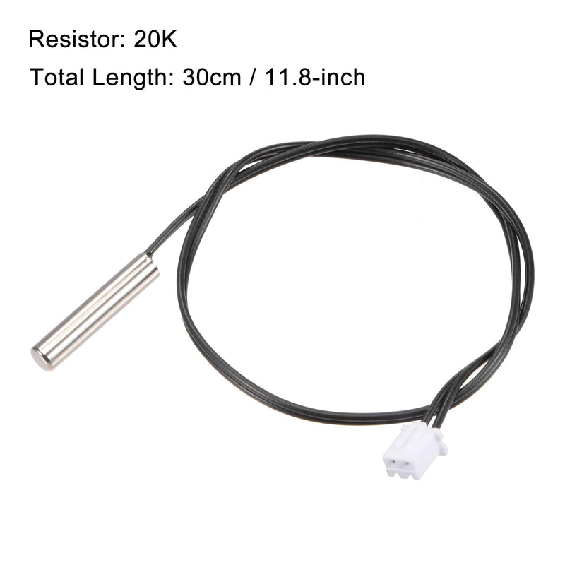 uxcell 5pcs 20K Temperature Sensor Probe, Stainless Steel NTC Thermal Sensor Probe 30cm Digital Thermometer Extension Cable