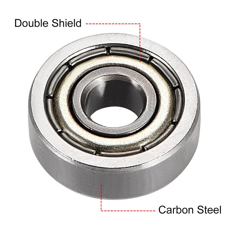 uxcell 604ZZ Deep Groove Ball Bearing Double Shield 604-2Z 80014, 4mm x 12mm x 4mm High Carbon Steel Z1 Bearings (Pack of 8) 4mmx12mmx4mm