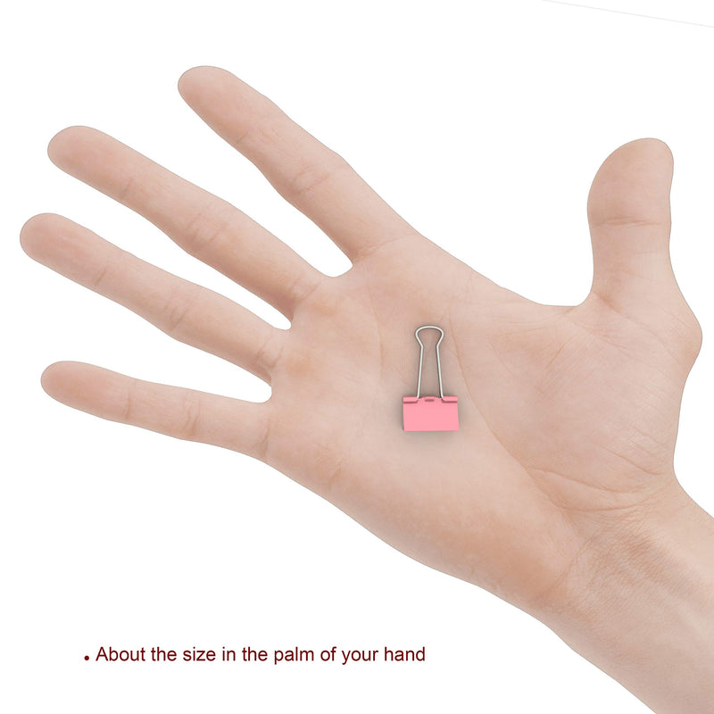 Nctinystore Colored Binder Clips Mini Metal Clamp 5/8-IN / 0.6-inch / 15-mm (Pink, 40-Count) Pink Mini 40-pcs