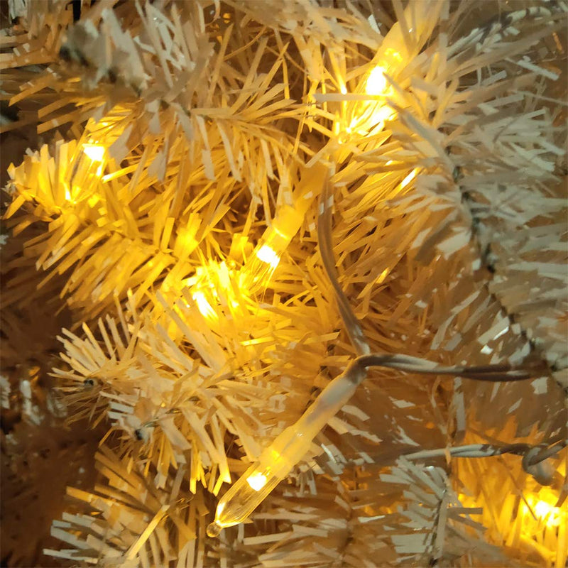 LED Mini Lights with Timer - LOENDE Christmas Lights 18ft 50 LED 8 Modes Battery Operated String Lights White Wire for Indoor Outdoor Wreath Wedding Party Garden Home Decor, Waterproof, Warm White 1 Pack White Wire Warm White