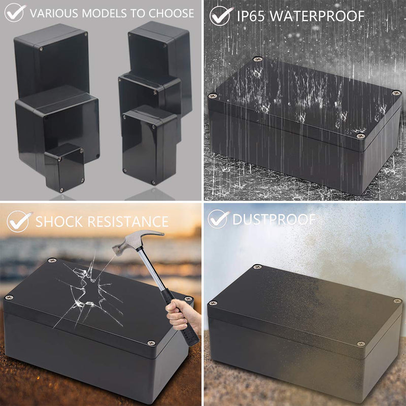 Zulkit Waterproof Plastic Project Box ABS IP65 Electrical Junction box Enclosure Black 3.94 x 2.68 x 1.97 inch (100x68x50mm) (Pack of 1) 3.94" x 2.68" x 1.97"(Pack of 1)