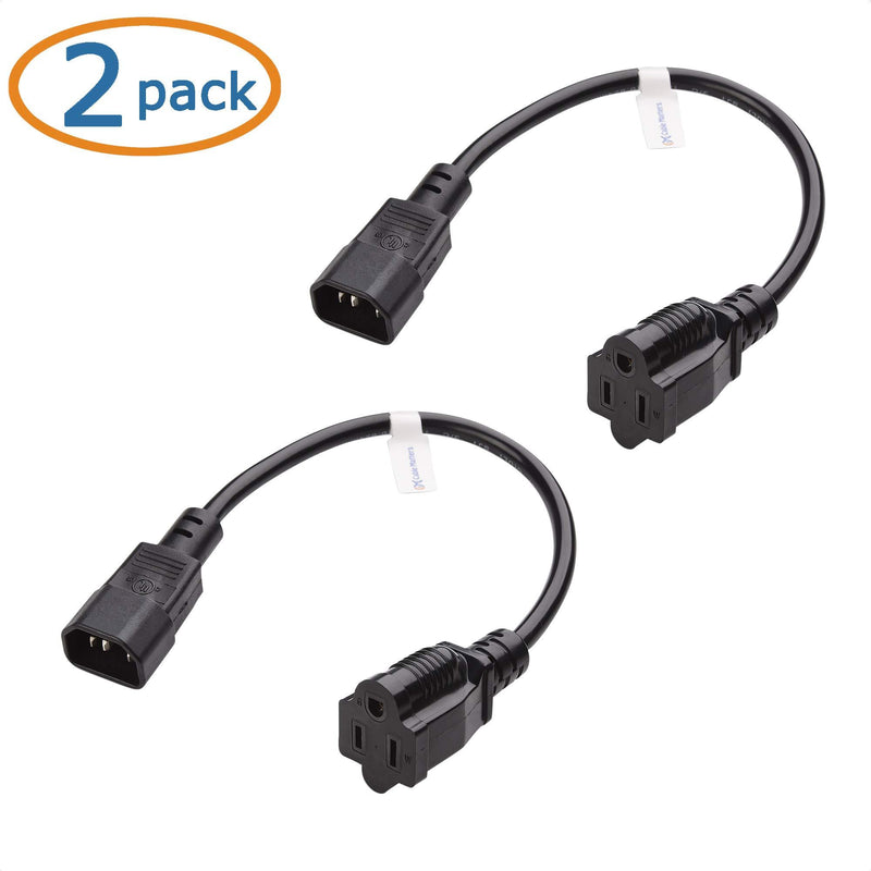 Cable Matters 2-Pack Computer Equipment to PDU Power Cord, Power Cable (IEC C14 to NEMA 5-15R) 3 Feet