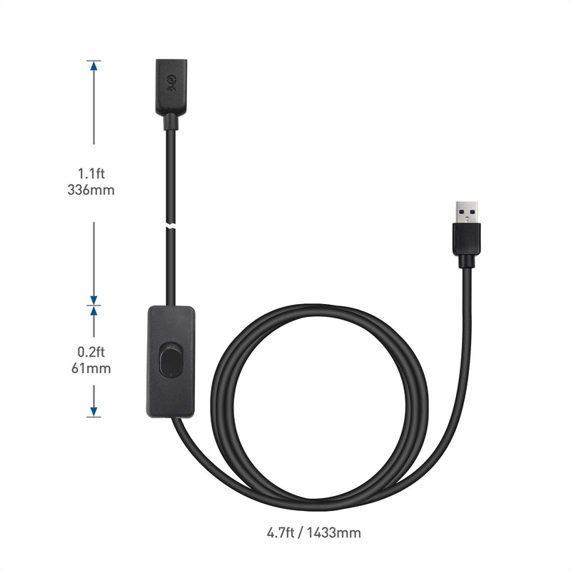 Cable Matters USB 3.0 Extension Cable with On Off Switch 6 ft, Support Data and Power (USB 3.0 On Off Switch/USB On Off Switch)