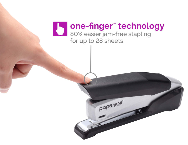 PaperPro - 1115 - inPOWER+ 28 Premium Stapler with Built-in Staple Remover, 28 Sheets, Full-Strip, Black/Silver