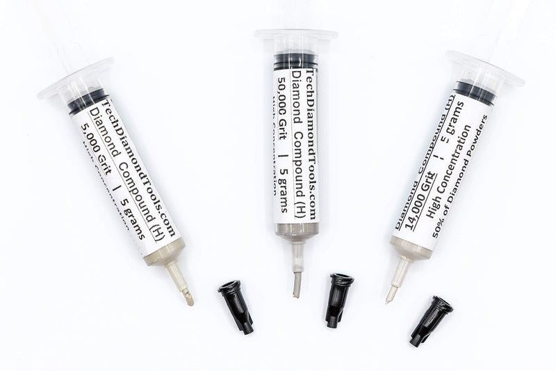 TechDiamondTools Kit of 3 Diamond Polishing Compound Polishing Paste 5000 14000 50000 Grit for Marble Glass Metal Rock Jewelry Resin Silver Gemstone with High Concentration of Diamond Powder USA Made 50000 14000 5000 grit