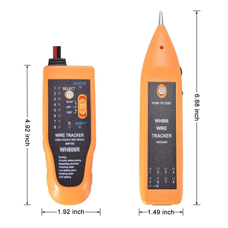 iMBAPrice Wire Tracker for Network (RJ45) UTP/STP/Cat5/Cat6 and Telephone (RJ11) Line Finder Diagnose Tone Tracer Cable Tester 1-Pack RJ45/RJ11 Wire Tracker & Tester