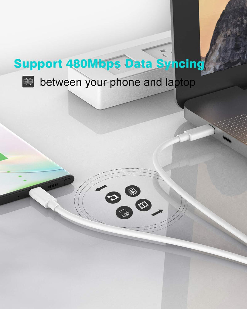 100W/5A USB C to C Charging Cable, Cord Compatible with MacBook Pro 16, 15, 13 inch, New Air 2020/2019/2018, USBC iPad Pro 12.9/11, Pixel 2/3/4 XL, USB C Charger, USB-IF Certified 6.6ft