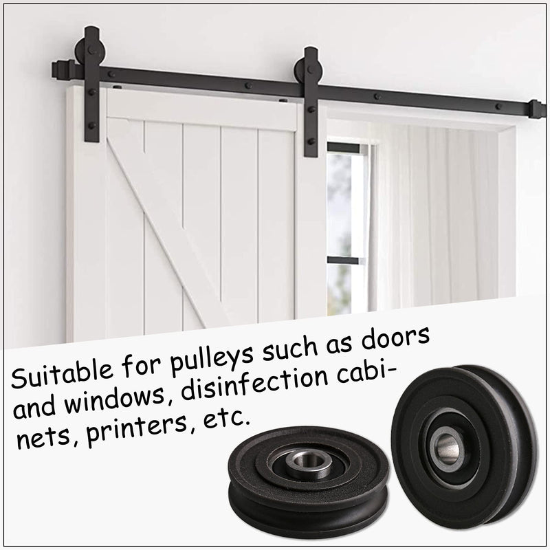 CNBTR U-Type Pulley Wheel with Steel Bearings 8mm Shaft Hole 45mm Diameter for Max-Load 167kg Pack of 4 8*45*11.5mm Black