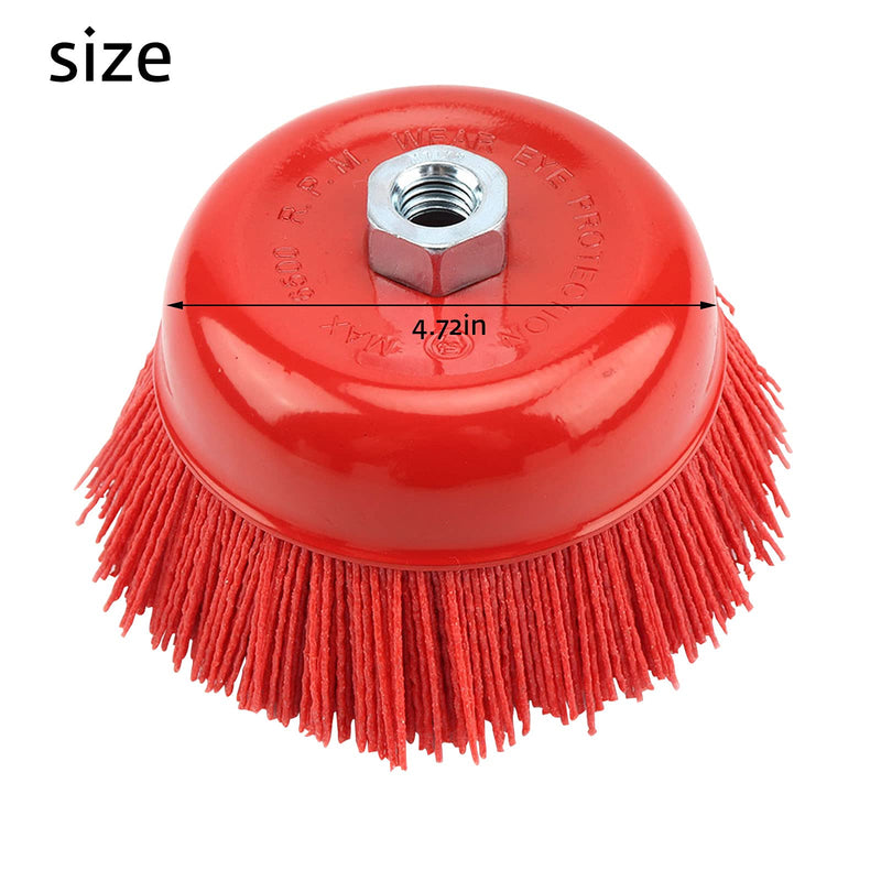 Domisyee 120mm Nylon Cup Brush for Angle Grinder and Drill, M14 Internal Thread, for effective removal of rust, corrosion, paint, scale and metal polishing cleaning