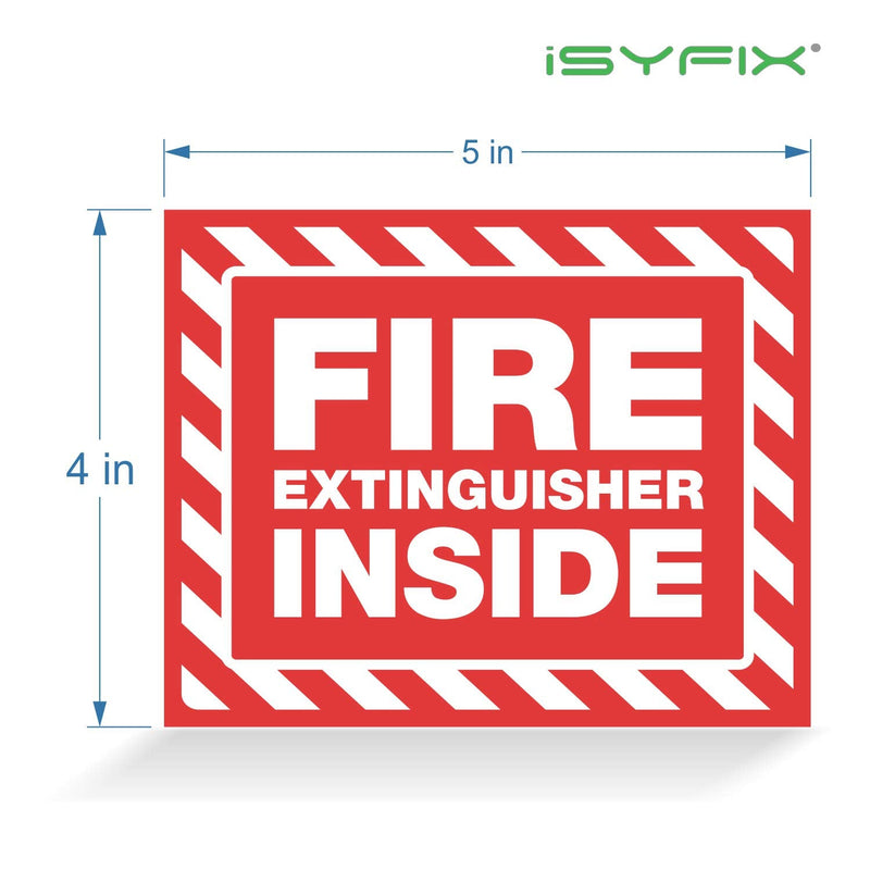 Fire Extinguisher Inside Signs Stickers – 5 Pack 5x4 Inch – Premium Self-Adhesive Vinyl, Laminated for Ultimate UV, Weather, Scratch, Water and Fade Resistance, Indoor and Outdoor Red & White Medium