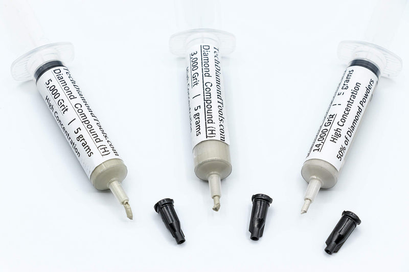 TechDiamondTools Kit of 3 Diamond Polishing Compound Polishing Paste 3000 5000 14000 Grit for Marble Glass Metal Rock Jewelry Resin Silver Gemstone with High Concentration of Diamond Powder USA Made 14000 5000 3000 grit