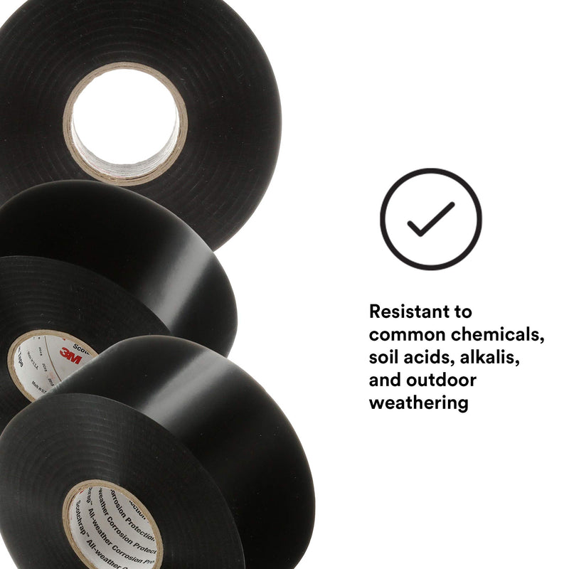 3M Scotchrap Vinyl Corrosion Protection Tape 50, Unprinted, 2 in x 100 ft, Black 2 in x 100 ft Black