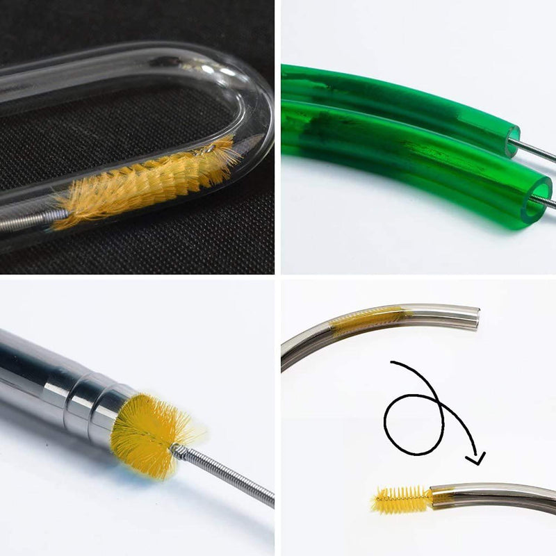 Flexible Drain Brushï¼ŒNylon Cleaner Double Ended Elastic Hose Pipe 67-inch and 2 PCS 8.2-inch Straw Cleaning Brush