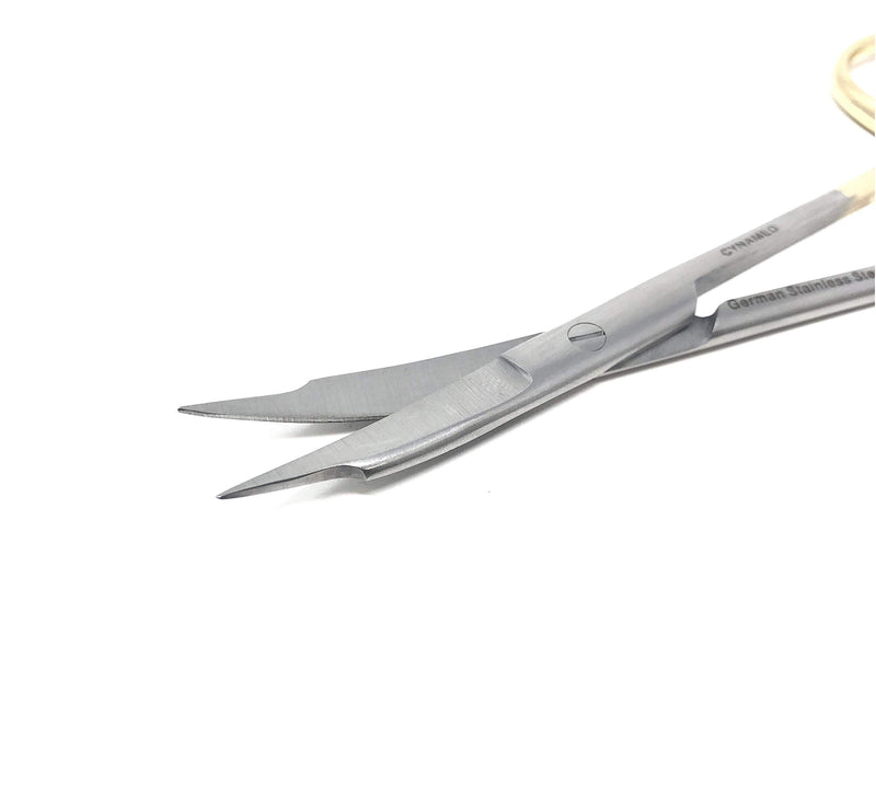 Goldman Fox Scissor 13 cm - Super Cut Sharpness - Premium Quality German Stainless Steel - Gold Handles by Cynamed (Curved Blades) … (Curved Blades)