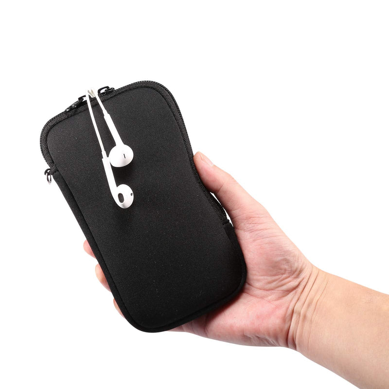Neoprene Shock Absorbing Proof Pouch Large Cell Phone Sleeve Case Cover w Zipper/Neck Strap for Samsung Galaxy Note 20 Ultra 5G, Note 10+,S20 Plus,A20s / Moto G Power/LG Stylo 5/ Pixel 4 XL (Black) Black