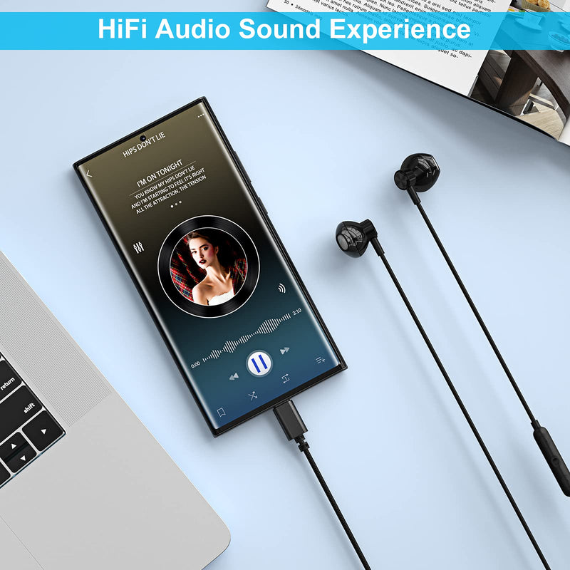 USB C Headphones, ACAGET Galaxy S21 Ultra Earbuds Wired Earphone for Android Semi in Ear USB Type C Headphone HiFi Stereo USB C Earphones for Samsung Galaxy S21 Ultra S20 FE Note 20 Tab S6 S5e Black