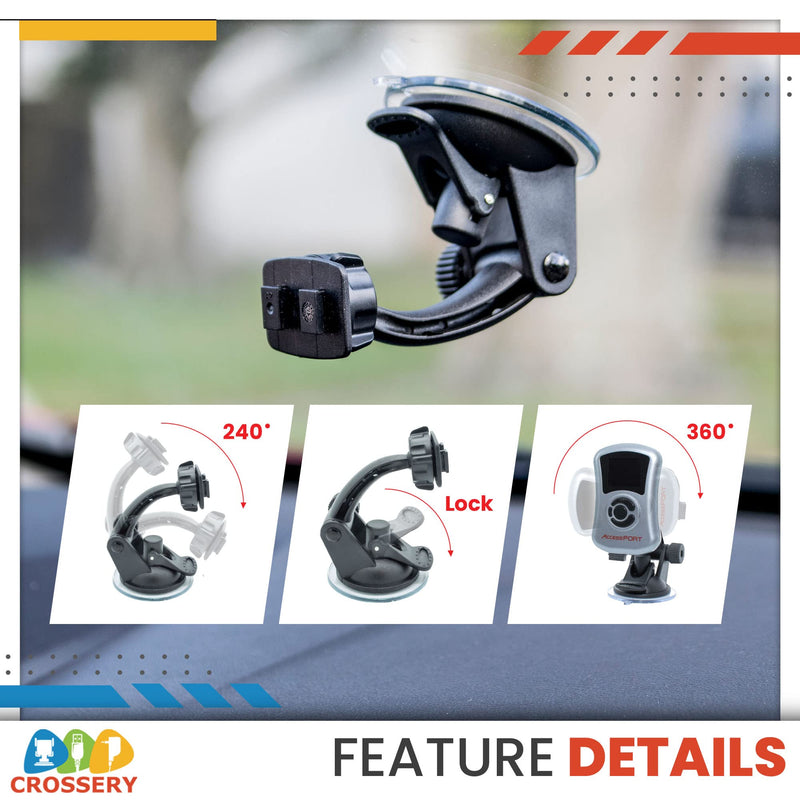 Crossery Suction Cup Windshield Mount Monitor for WRX Cobb Accessport V3 Mount Edge CTS3 Monitor SCT X4 Mount Edge CTS2 SCT X3 Ford Edge Evolution Cobb Accessport Mount Edge Insight CTS 2 Mount 9817