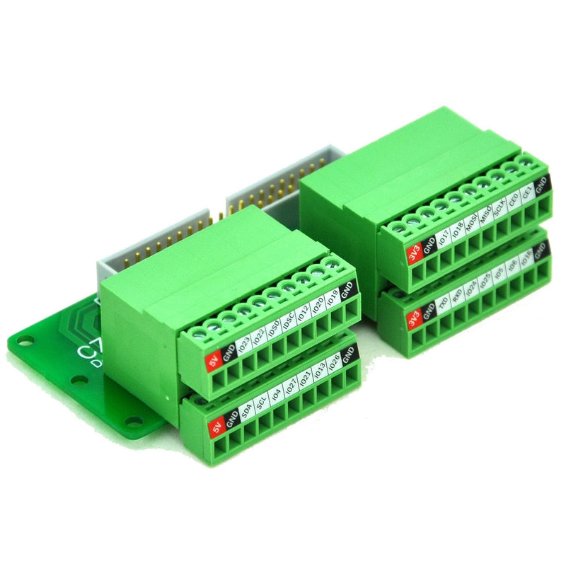 Electronics-Salon Pi Panel Mount Pluggable Terminal Block Breakout Module, for Raspberry Pi.