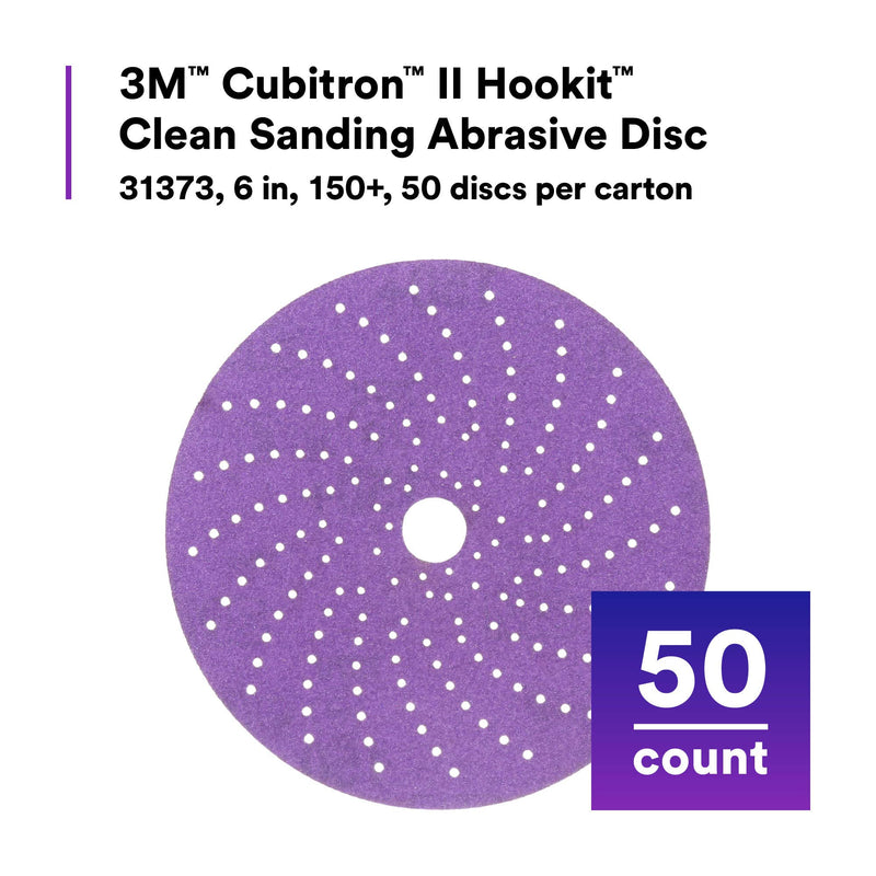 Cubitron II 31373 Clean Sanding Hookit Abrasive Disc (6 in, 150+, 50 Discs per Box)
