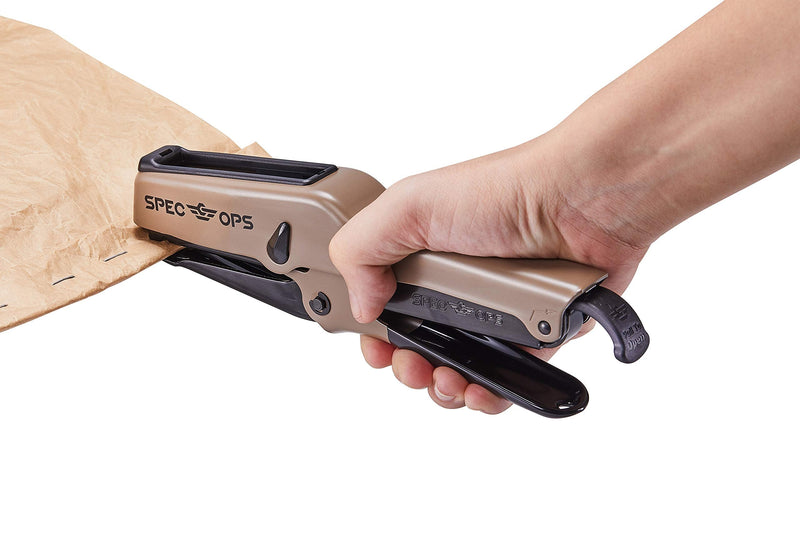 "Spec Ops Tools Elite Duty Packaging Plier Stapler, 7/16 Crown, 1/4"" - 3/8"" Leg Length Staples, 3% Donated to Veterans", black/tan