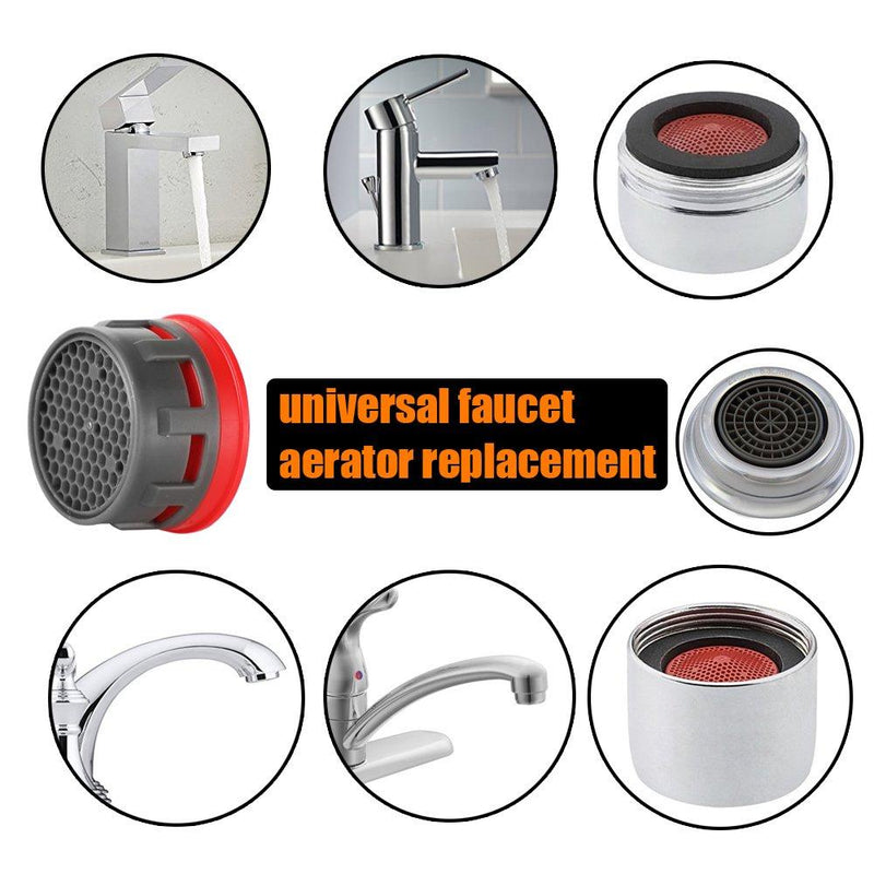 JQK Faucet Aerator, 2.2 GPM Flow Retrictor Insert Faucet Aerators Replacement Parts Bathroom 5 Pack, Standard Size, FAN22-P5 Red - 2.2 gpm