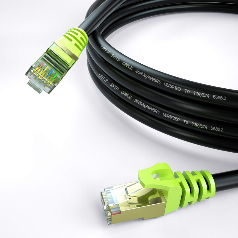 Outdoor Cat 7 Ethernet Cable 15ft, 26AWG Heavy-Duty Cat7 Networking Cord Patch Cable RJ45 Transmission Speed 10GbpsTransmission Bandwidth 600Mhz LAN Wire Cable SFTP Waterproof Direct Burial Cat7-15FT