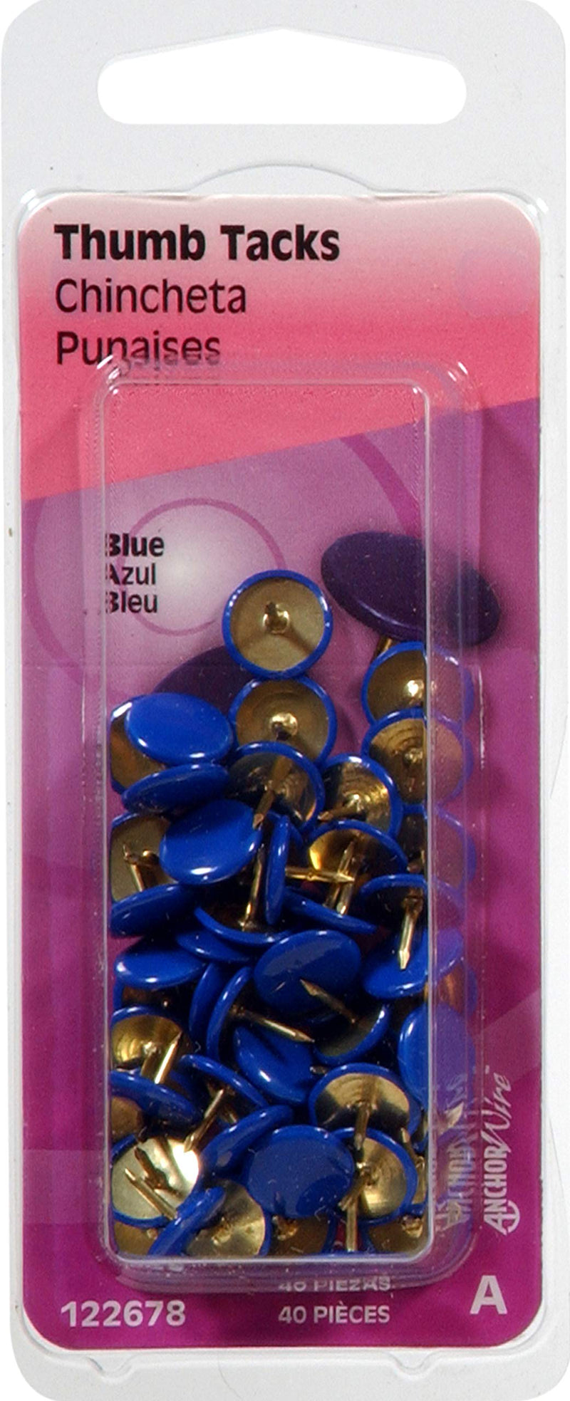 The Hillman Group 122678 40PC Blue Thumb TACK