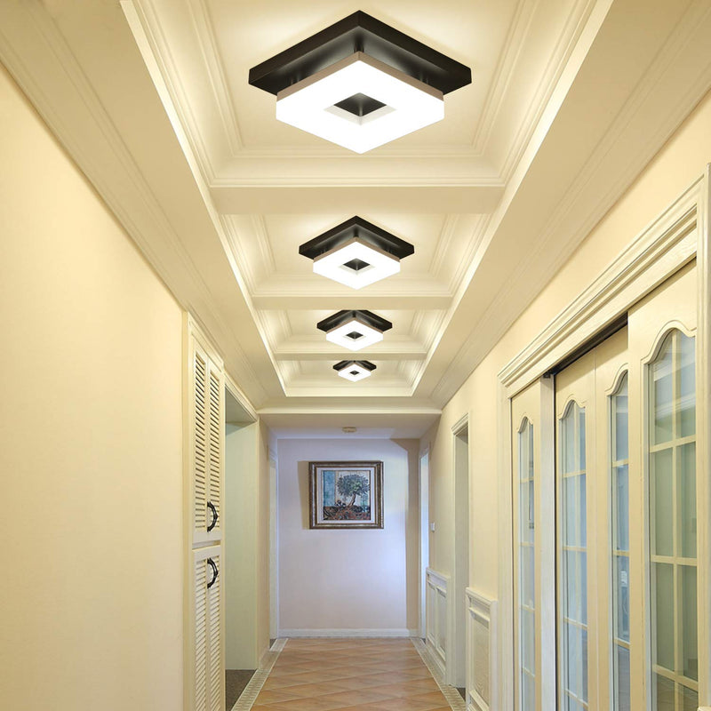 Anmaice 8in Flush Mount led Ceiling Light Fixtures 3000K/4000K/6500K Square Black 8 Watt Modern dimmable Ceiling Lights for Hallways/Balcony/Cloakroom/Small Closet/Washrooms