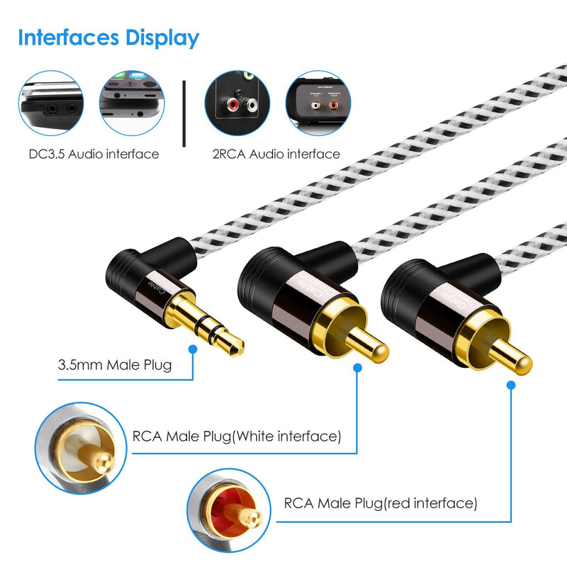 3.5mm to RCA Cable 3FT, CableCreation Angle RCA to 3.5mm Cable, 2RCA Male to 3.5mm Male Stereo Y Splitter Adapter Compatible with Phones, Laptop, HDTV, Speaker, Home Theater, Bluetooth Receiver 3.3 Feet