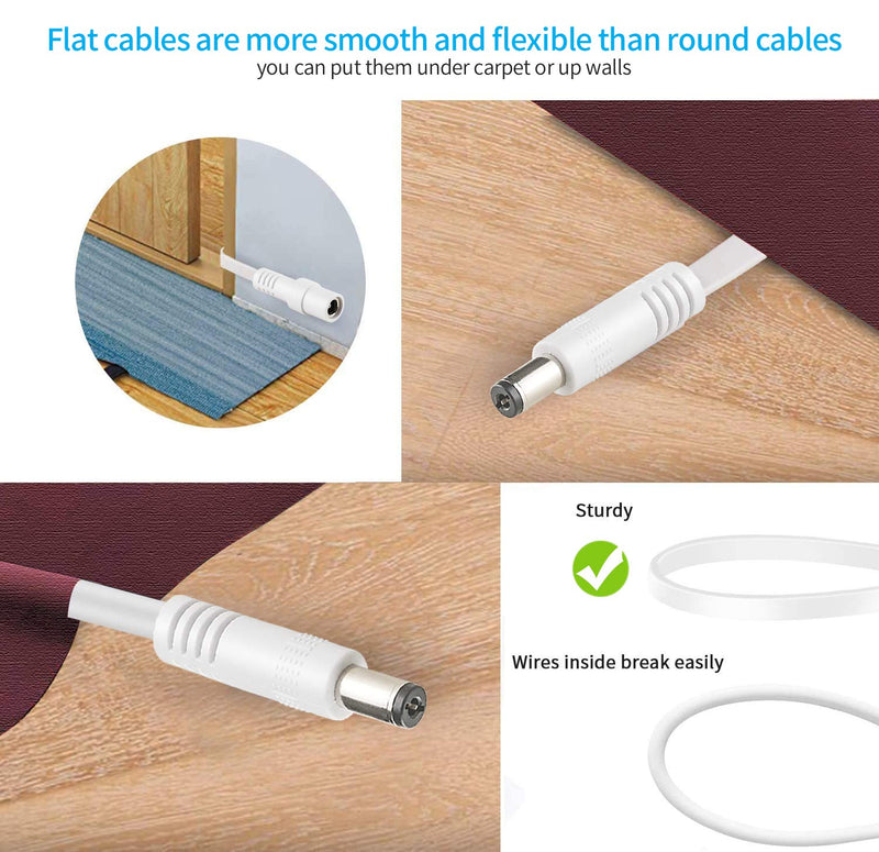 [2020 Newest]Tonton 2Pack 20Ft 6M DC Power Extension Cable 2.1mm x 5.5mm Compatible with 12V DC Adapter Cord for CCTV Security IP Camera, LED, Light Strip