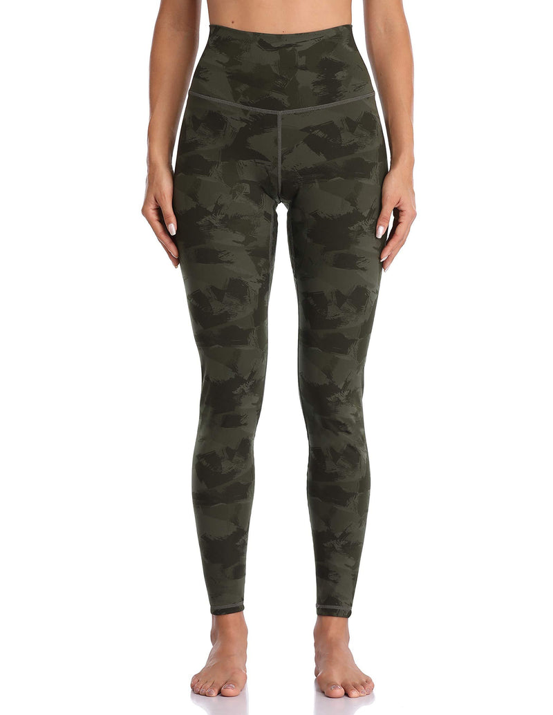 Colorfulkoala Women's High Waisted Pattern Leggings Full-length Yoga Pants Army Green Splinter Camo X-Small