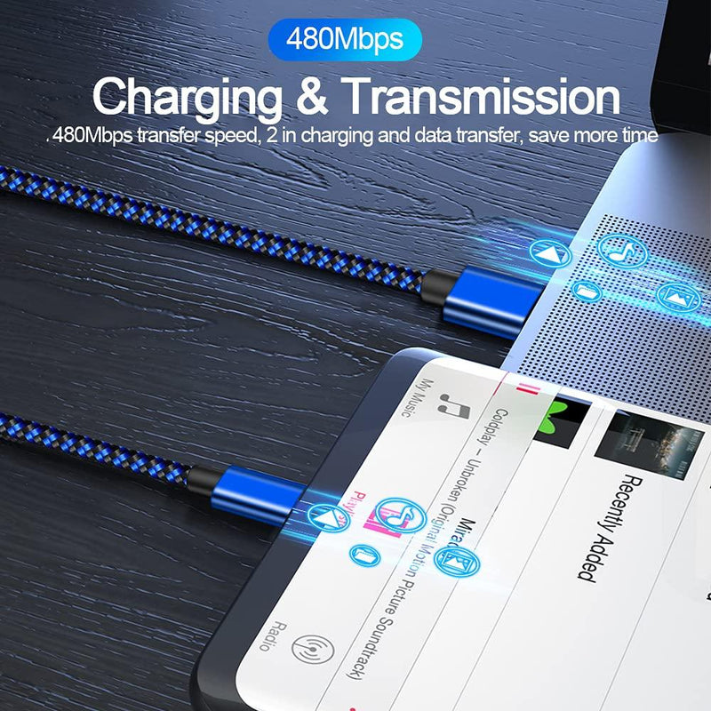 USB Type C Charger Cable,10FT 2Pack Fast Charging Cable Long Charging Cord Compatible with Samsung Galaxy S20 S10e S10 S9 S8 A01 A11 A21 A32 A42 A51 A71 A80 A81 Note 9 LG Stylo 6 V60 V50 G8X G8 Red&Blue