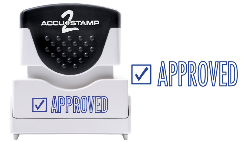 ACCU-STAMP2 Message Stamp with Shutter, 1-Color, APPROVED, 1-5/8" x 1/2" Impression, Pre-Ink, Blue Ink (035575)