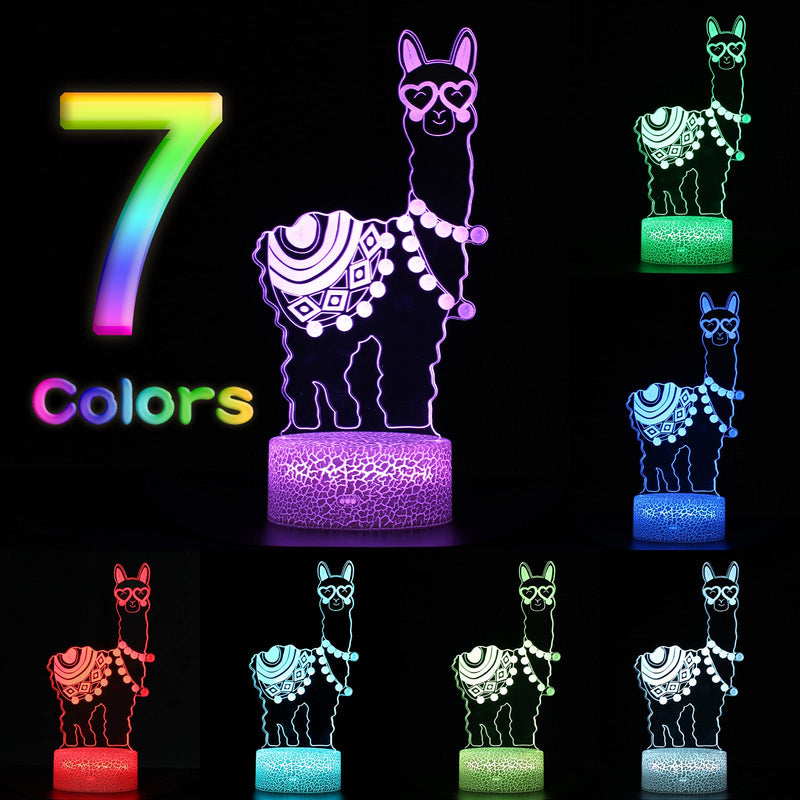Night Lights Changeable USB Touch Lampada 3D Visual Bulbing lampen Children's Room Decor Holiday Light (Llama) Battle