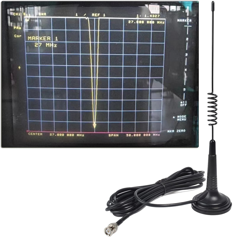 HYS 27Mhz Magnet Mount Stainless Steel CB Antenna, HT Antennas W/13ft Low-Loss RG58U coaxial Cable, BNC Connector for CB Handheld/Portable Radio Compatible with Cobra Midland Uniden Anytone CB Radio