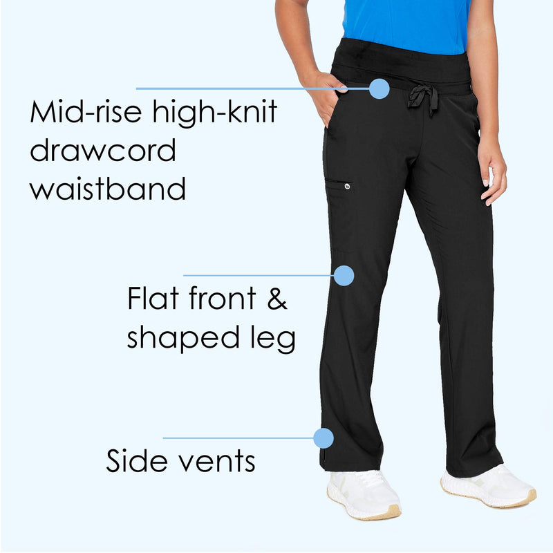 BARCO ONE - Women's Stride Pant, Yoga Style Medical Scrub Pant w/ 5 Pockets and 4-Way Stretch Fabric Medium Black