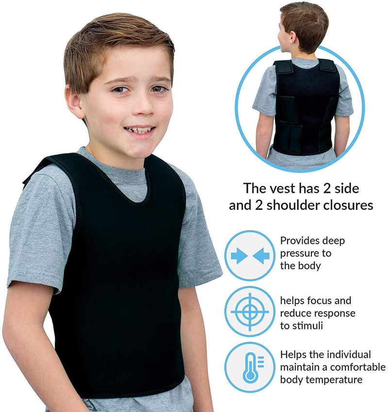 Special Supplies Sensory Compression Vest Deep Pressure Comfort for Autism, Hyperactivity, Mood Processing Disorders, Breathable, Form-Fitting, Kids and Adults (Black, X-Small 14x24 inches) Black X-Small (Pack of 1)