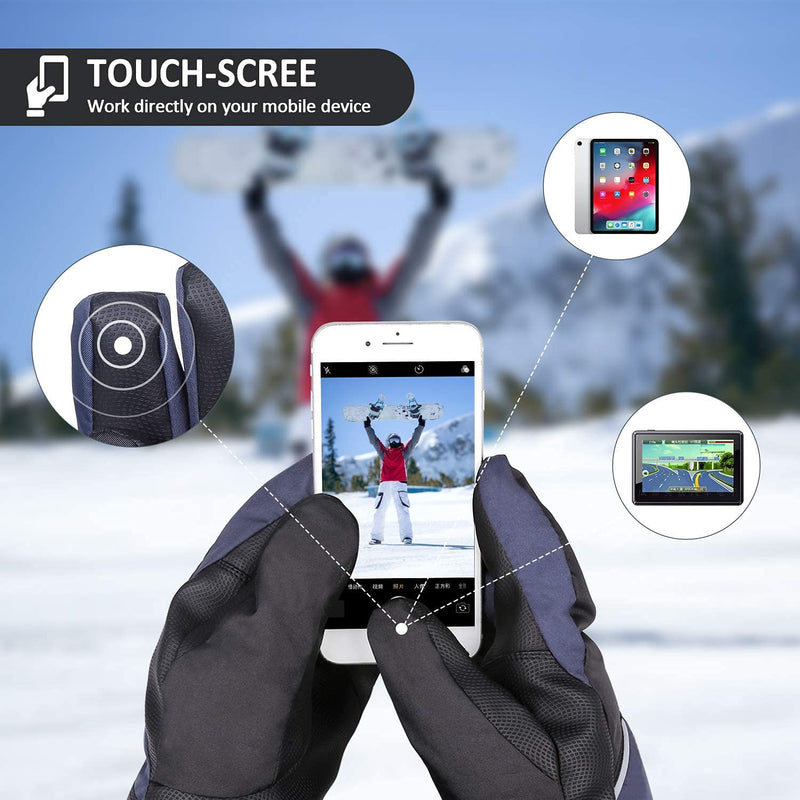 Ski & Snow Gloves for Men and Women Waterproof Windproof Touchscreen Medium