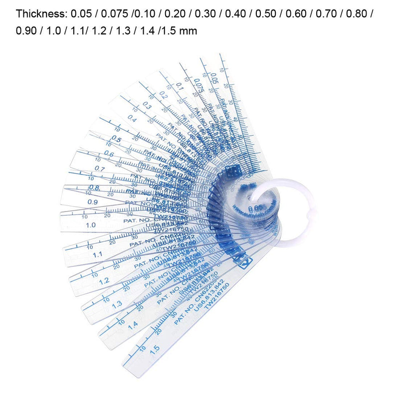 uxcell 0.05-1.5mm Thickness Plastic Feeler Gauge Gap Filler Measuring Tool for Gap Width (17 in 1)