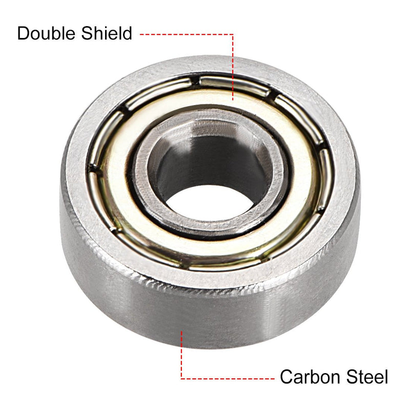 uxcell 605ZZ Deep Groove Ball Bearing Double Shield 605-2Z 80015, 5mm x 14mm x 5mm High Carbon Steel Z1 Bearings (Pack of 10) 5mmx14mmx5mm