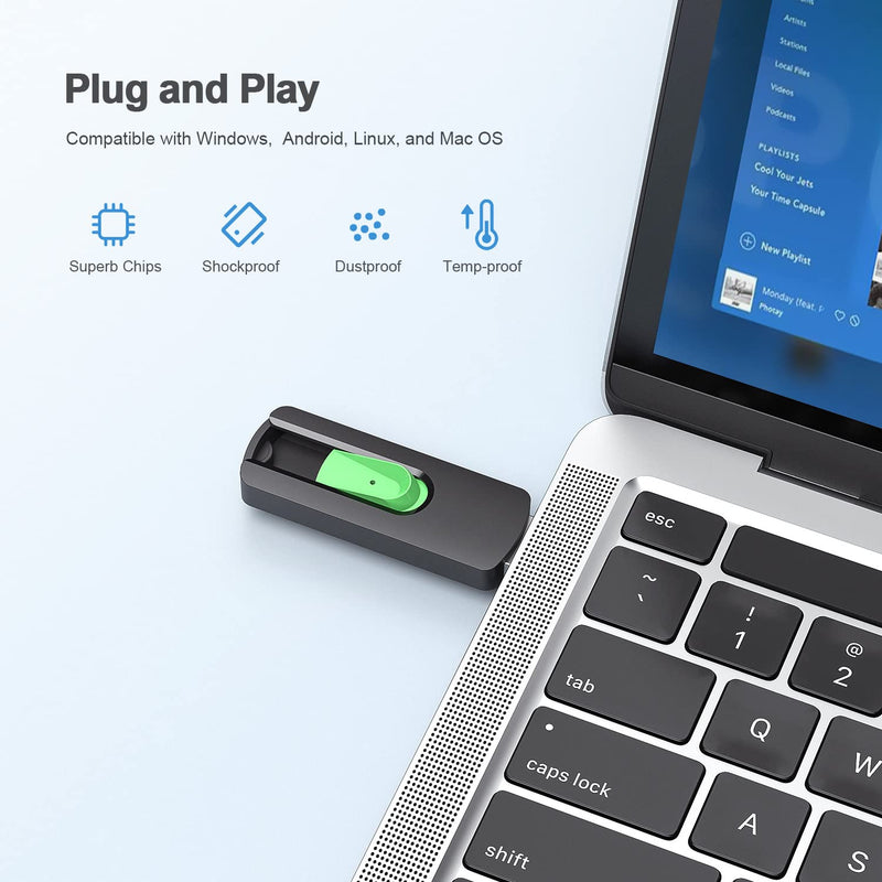 Aiibe 128GB Flash Drive 3.0 2 Pack, Upgraded 110MB/s USB 3.0 Flash Drive High Speed USB Drive Thumb Drive Retractable Memory Stick Jump Drives 128GB Zip Drive for PC Laptop, Green 128GB 3.0 Green*2 New