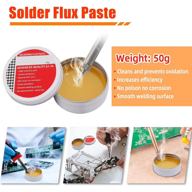 Solder, 100g soldering paste, flux paste, soldering grease flux, soldering flux, solder paste, soldering flux tin paste, environmentally friendly solder tin paste for welding, with soldering wire, soldering flux paste, soldering paste 100g