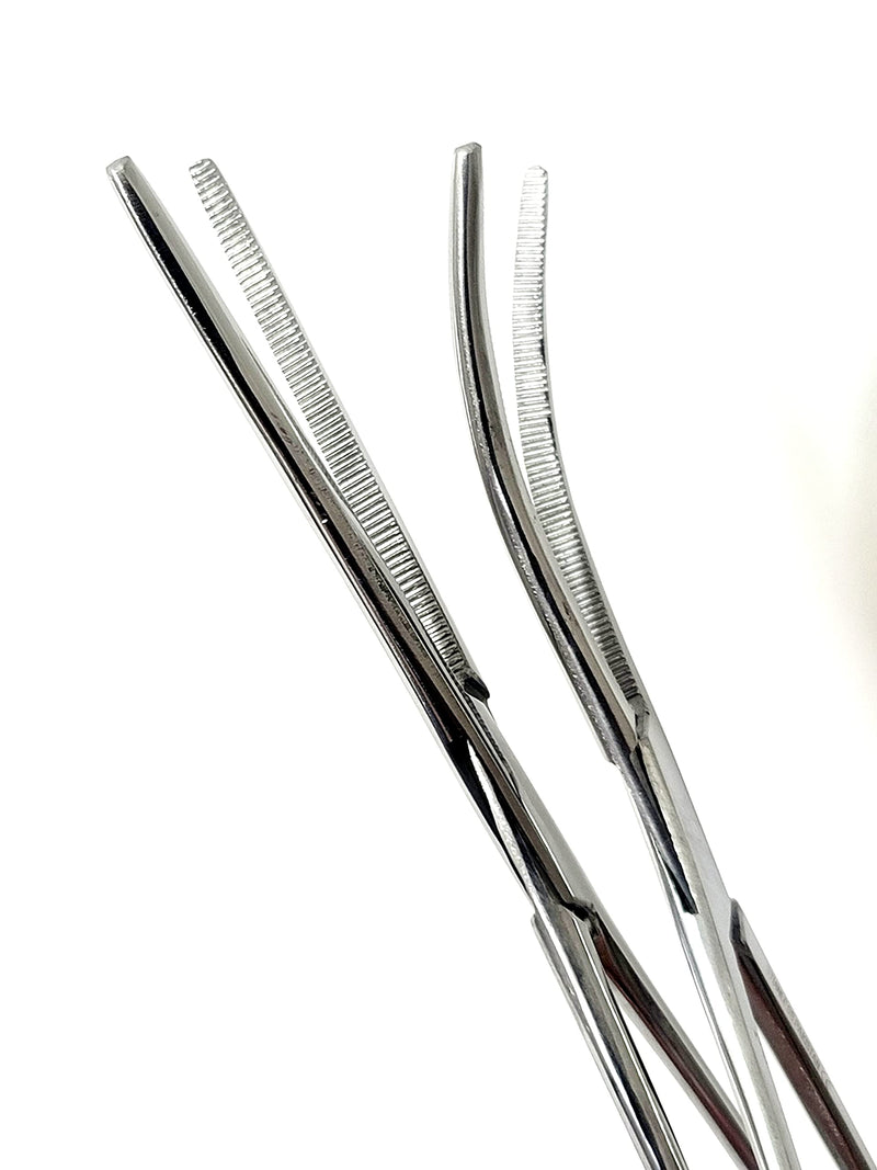 ArtLab-Quality 2 Pcs 8" Locking Straight & Curved Hemostat Set -Hemostat Forceps Set - Stainless Steel Locking Tweezer Clamps - Ideal Hemostats for Nurses, Fishing Forceps, Crafts and Hobby
